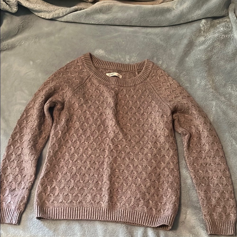 Old Navy Taupe Crew Neck Sweater with Textured Pattern. Like new.